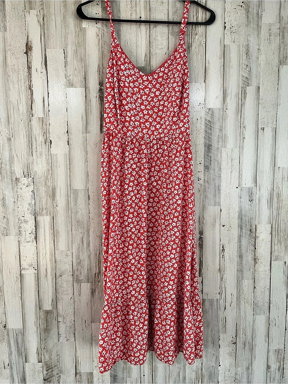 Old Navy Fit & Flare Floral Cami Midi Dress Red & White Medium